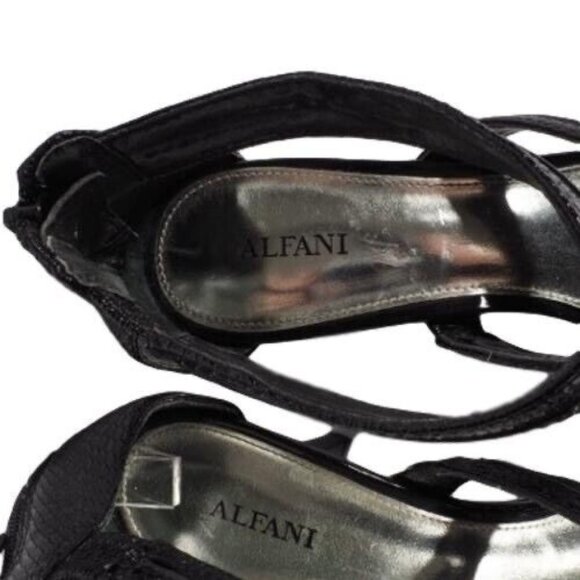 Alfani Sandal Pump Size 9.5 M Women Open Toe Ankle Strap Zip Textured Black - Picture 8 of 9
